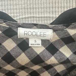 Roolee Black and White Checkered Dress with Floral Embroidery thumbnail 4