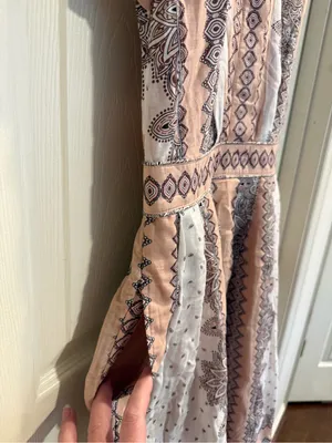 Ann Taylor Blush Pink and Ivory Cap Sleeve Midi Dress with Pockets thumbnail 6