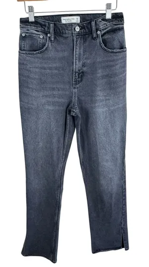 Abercrombie Fitch 90s‎ Straight Ultra High Rise Gray Wash Denim Jeans Size 2R 26 thumbnail 1