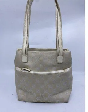 gucci vintage white jacquard fabric shoulder bag thumbnail 2