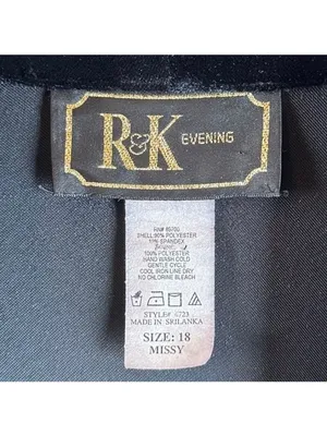 Vintage R&K Evening Black Velour Open Front Jacket Size 18 Plus Formal Goth thumbnail 4