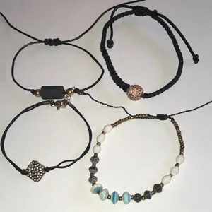 Elegant Black and Gold Tone Paper Beaded Rhinestone Bracelet Set thumbnail 4