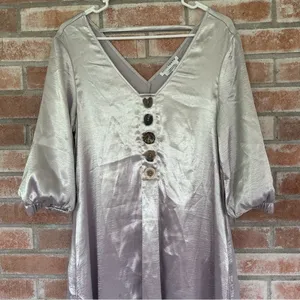 Native Youth Long Maxi Dress Silver Mismatched Buttons Women’s Small NEW thumbnail 4