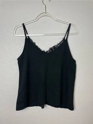 Bnwt! Nasty Gal Black Lace-Trim Cami Tank Top Size L thumbnail 7