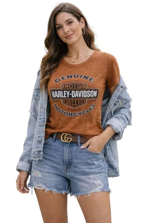 Harley-Davidson Fort Myers Florida 2013 Burnt Orange T-Shirt Size L thumbnail 1