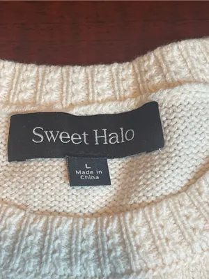 Sweet Halo French Bulldog Graphic Knit Cotton Sweater Cream Cute Dog Sz L thumbnail 4