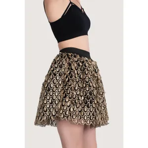 Sugarlips Womens Skirt Size Large Gold Black Peacock High‎ Waisted NEW thumbnail 2