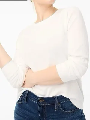 NEW J.Crew Factory White Gauzey Sweater Top thumbnail 3