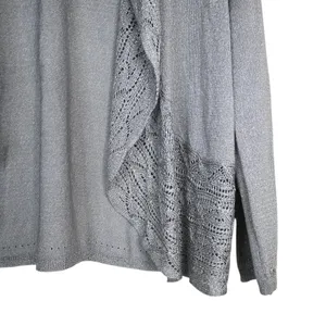 Chico's Women's M Chico's Size 1 Silver with Metallic Thread Open Front Cardigan thumbnail 5