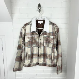 Vigoss Plaid Faux Shearling Collar Crop Trucker Jacket Size M thumbnail 5