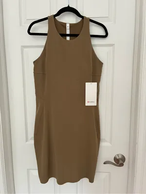 Lululemon Slim-Fit Above-Knee Dress, NWT, Size 10, Artifact / Mustard - Olive thumbnail 12