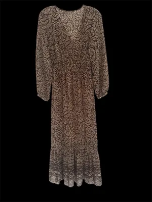 Zara Brown and Cream Paisley Maxi Dress with Puff Sleeves thumbnail 4