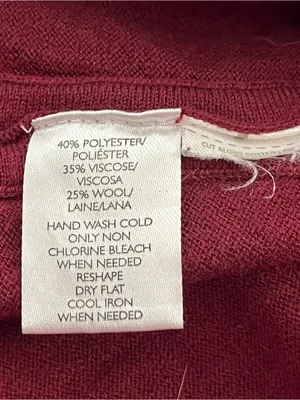 LOFT Boho Knit Top Tie Neck Ribbed Crochet Trim Burgundy M thumbnail 3