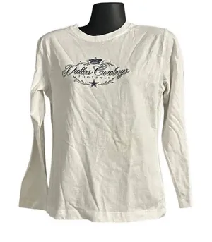 COWBOYS white long sleeve shirt tee top women’s Small thumbnail 1