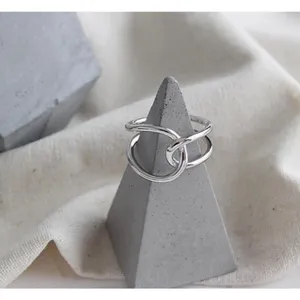NEW Unisex Minimalist Knot‎ 925 Silver Ring, Adjustable thumbnail 7