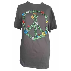 D O M Print Peace Sign T Shirt Women's Medium LTOP651 thumbnail 2