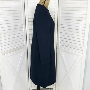 Dress Barn Pinstripe Long Line Blazer‎ Jacket Blue Tan 10 Suit Coat thumbnail 3
