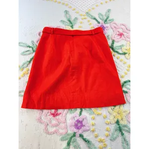 J. Crew Red Linen Skirt Size 0 Womens Mini A-Line Button‎ Accent Career thumbnail 2