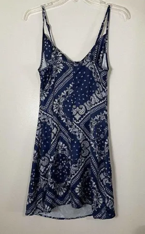 CIDER blue bandana paisley cowl neck cami bodycon mini dress size XS thumbnail 7