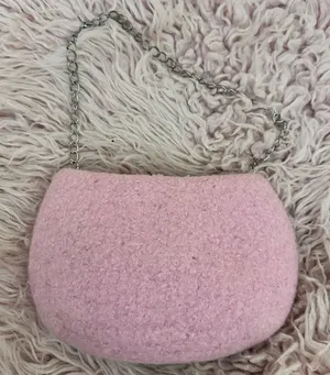 & Other Stories Handmade Knitted Mini Micro Pink Purse‎ Chained Handle thumbnail 1
