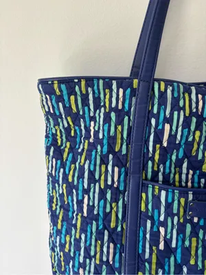 Vera Bradley Trimmed Laptop Tote Katalina Showers Blue Green Shoulder Bag Travel thumbnail 4