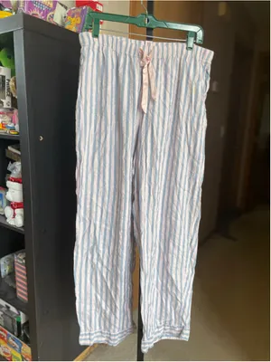 Women's Victoria's Secret Striped Pajama Pants L Pink Blue thumbnail 2