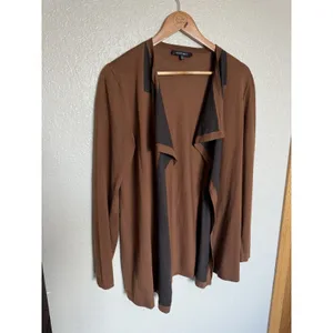 Lafayette 148 Women’s Wool Open Draped Cardigan Sweater Medium Brown Gray thumbnail 3