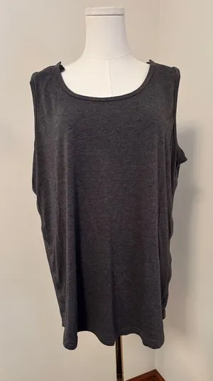 Classic Charcoal Scoop Neck Tank Top with snaps on shoulder and down sides thumbnail 1
