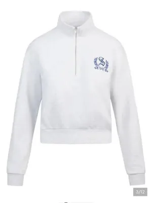 Nwt Skims Lightweight Fleece Shrunken Quarter Zip Light Heather Grey Sz L thumbnail 4
