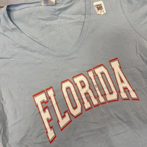 NEW Florida Graphic T-Shirt Womens S Blue V-Neck Short Sleeve‎ Casual Top Tee thumbnail 1