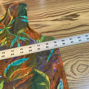 Vintage‎ Y2K Robbie Bee 100% Silk Slip Dress Abstract Olive Multi Lined Artsy M thumbnail 10