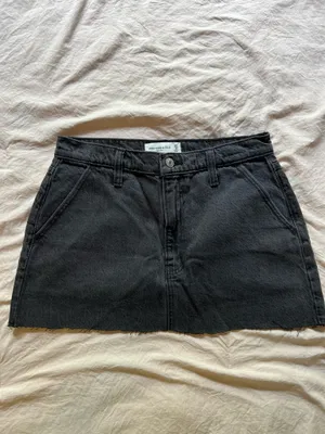 Abercrombie & Fitch high rise black denim mini skirt thumbnail 2