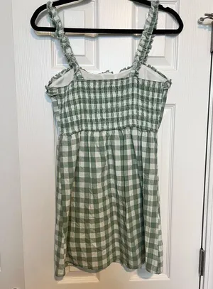 Hesperus Gingham Pattern Ruffle Top Sleeveless Mini Dress Medium thumbnail 6