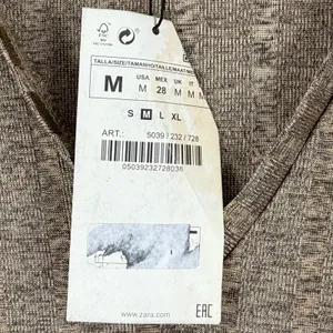 Zara Women M Ribbed V Neck Short‎ Sleeve Casual Dress Brown Collection B thumbnail 5