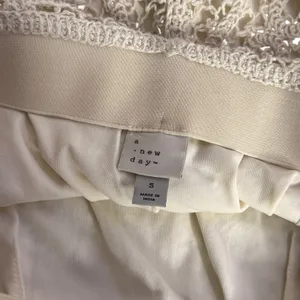 A New Day BOHO Crochet Lace Overlay Mini Skirt Cream‎ Beige Open Knit Festival Size S thumbnail 4