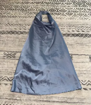 Blue Satin Halter neck open back top thumbnail 1
