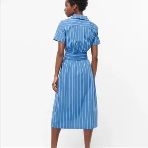 NWT J.Crew Blue & White Striped Belted Midi Dress thumbnail 2