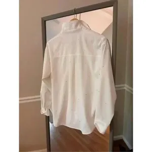 Lelis White Silver Sequin Button Down Shirt Extra Small Long Sleeve Size XS thumbnail 4
