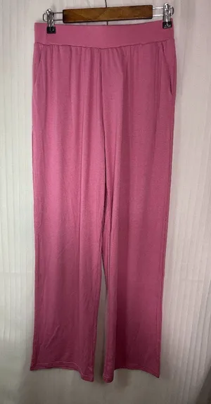 Hujkey Women's Pink Wide Leg Lounge Pants Size M High Rise Stretch Pockets NWT thumbnail 1