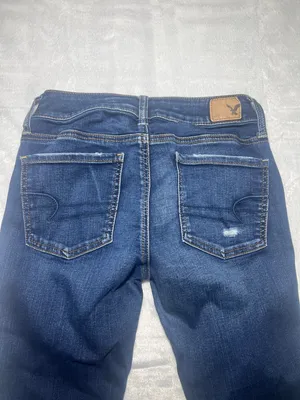 American Eagle Outfitters Navy Blue Ripped Skinny Jeans thumbnail 6