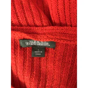 Wild Fable Red Ribbed V-Neck Sweater Long Sleeve Knit Top Large NEW thumbnail 4