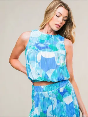 Flying Tomato Blue & Teal Pleated Dress Top thumbnail 1