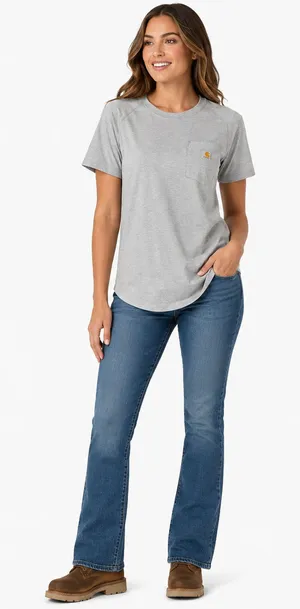 Carhartt Force Womens Pocket T-Shirt Size XL Gray Workwear Outdoor Athletic Top thumbnail 1