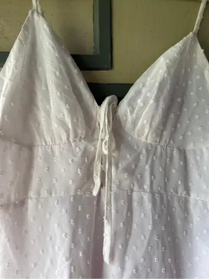 SHEIN White Eyelet Tie-Front Sundress thumbnail 2
