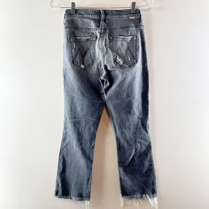 Mother The Insider Crop Step Fray Hem Jeans Ace of Spades Grey Distressed 26 / 2 thumbnail 4