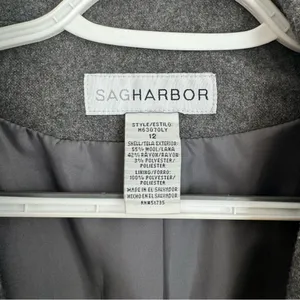 Sag Harbor Wool Blend Blazer Jacket In Dark Gray Pockets Button Women’s Size 12 thumbnail 2