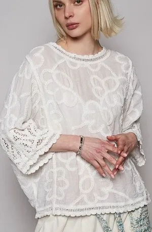 Pol White Embroidered Cotton Top thumbnail 1