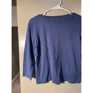 Coldwater Creek Women's Size Small Boatneck Sweater 3/4 Sleeve Blue Gray Silk thumbnail 2
