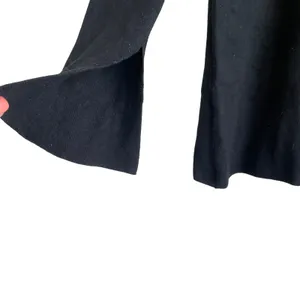 Zara Knit Women Top S Black Round Neck Long Slit Sleeve Side Snap Rocker‎ Goth thumbnail 3