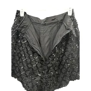 Vintage Women's Black Sequin‎ Textured High Waist Shorts Glam Party Festival 12 thumbnail 4